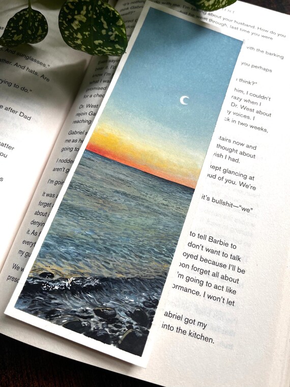 Original Artwork Landscape Painting Hand Painted Bookmark Small Watercolor ACEO Canadian Art Before Sunrise Moon Limited Edition Prints