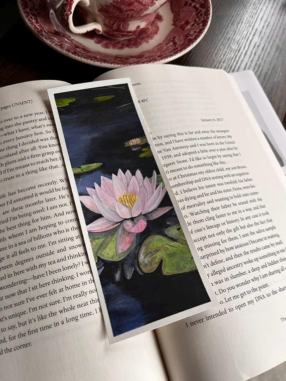 Watercolour Floral Original Artwork Hand Painted Bookmark Small Painting ACEO Canadian Art Lotus Watercolor