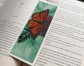 Watercolor Floral Original Artwork Hand Painted Bookmark Small Painting ACEO Canadian Art Monarch Butterfly Limited Edition Prints