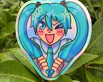 Hatsune Miku Heart Shaped Holographic Sticker
