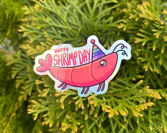 National Shrimp Day Holographic Sticker