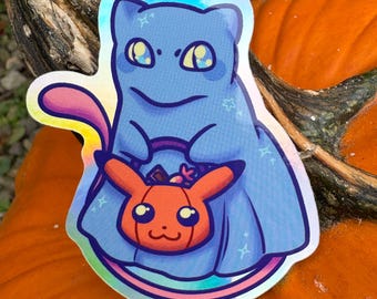 Ghost Shiny Mew Poke Halloween Holographic Sticker