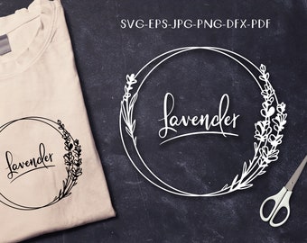 lavender frames set SVG, square and circle round botanical floral stencil svg DXF PNG Pdf Jpg Papercutting, Vinyl Template to cut & print