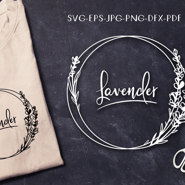 lavender frames set SVG, square and circle round botanical floral stencil svg DXF PNG Pdf Jpg Papercutting, Vinyl Template to cut & print