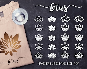 Lotus Flower SVG set, geometric ornament, Cricut Explore, Silhouette Cameo, stencil EPS DXF png Jpg, CriCut Silhouette, Template cut & print
