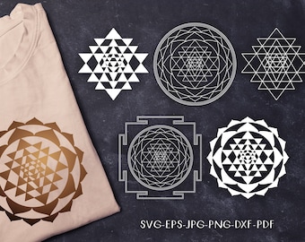 Yantra SVG set, sacred geometry clip art EPS, cricut Explore, silhouette cut file, dxf, PNG, Pdf, Jpg, Template to cut and print
