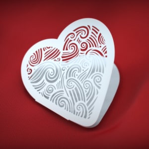 Valentine card template SVG, Love Heart invitation DIY, Wedding card Dxf Eps Png JPG, Silhouette cut file, Cricut stencil, plotter file