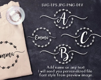 cornici monogramma cerchio personalizzazione svg, cornici monogramma alfabeto svg, per file cameo Silhouette CriCut svg jpg png dxf