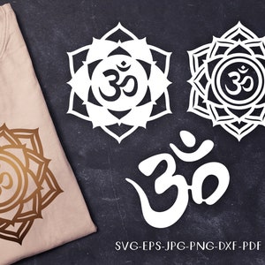 Set SVG OM, clipart con motivo circolare, simbolo sanscrito yoga, crcut Explore, file di taglio Silhouette, dxf PNG Pdf Jpg, modello da tagliare e stampare