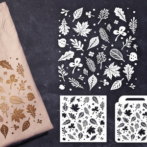 Herfstbladeren SVG naadloos patroon, cake stof stencil, herfst ontwerp stencil EPS DXF png jpg, CriCut silhouet, sjabloon knippen en afdrukken