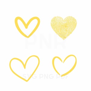 Light Yellow Heart Svg, 4 Piece Svg Bundle, Yellow Hearts Clipart Png Pdf, Valentine Svg, Cricut Digital Download
