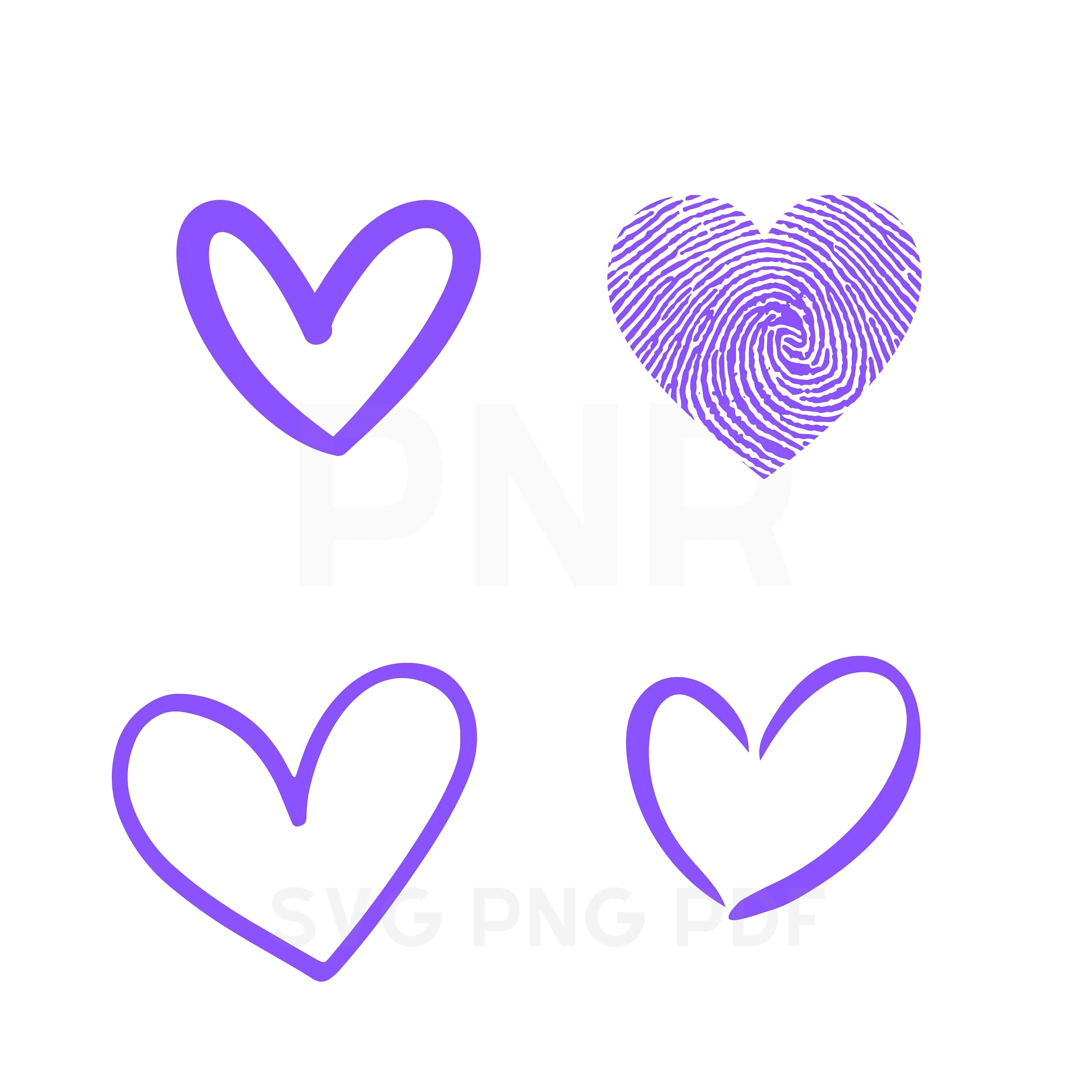 Corazón morado pastel SVG, paquete de 4 SVG, corazones morados clipart PNG  PDF, San Valentín SVG, diseño kawaii, descarga de Cricut, image size:3000x3000