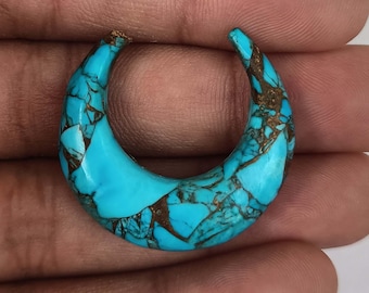 Halbmond Kristall | Blau Kupfer Türkis Edelstein Halbmond Mond Anhänger | Heilender Kristallstein-Halbmond für Schmuck-Verpackung