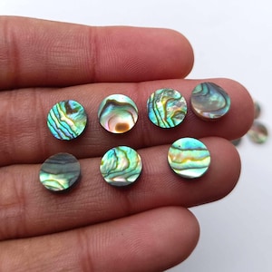 8mm Abalone Shell Cabochons: Round Coin Gemstone Lot