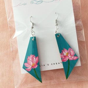 Water Lilies Earrings. Plant Collection. Hand Painted.