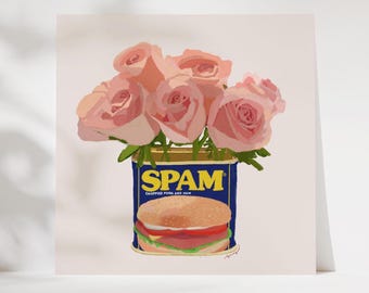Flower Bouquet SPAM Vase | Food Art Print (8x8")