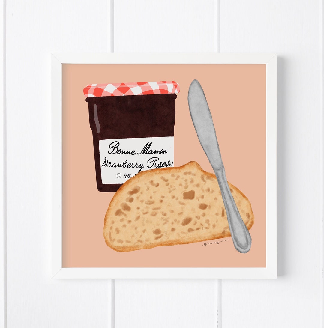 Toast & Bonne Maman Jam Kitchen Food Art Print 8x8 or Etsy