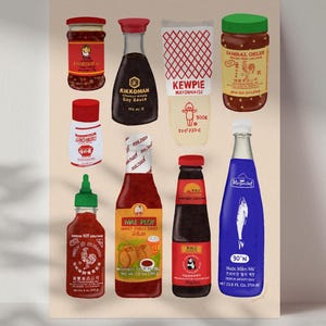 Asian Condiments & Pantry Staples | Food Art Print (6x8" or 8x10") image 1