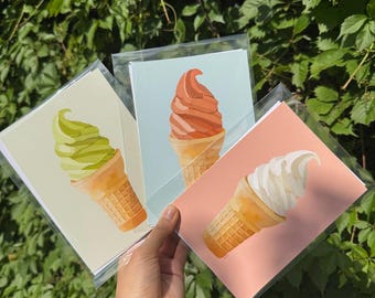 Soft-Serve Ice Cream Cone | Dessert Food Art Print (6x8")