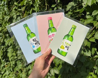 Soju Bottle (Original, Fresh, Peach, Grape) | Food Art Print (6x8")