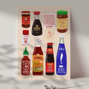 asiatische Gewürze & Speiseklammern | Küche Essen Kunstdruck (15x20cm)