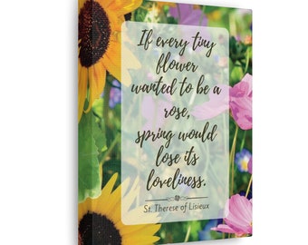 Spring Wildflower Canvas Wall Art inspirational Saying St Therese of Lisieux Little Flower quote