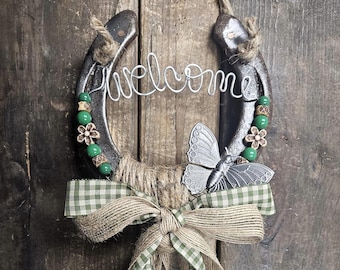 Horse Gift, Rustic Horseshoe Decor for Equestrians and Horse Lovers, Hanging Horseshoe Art, Housewarming Gift and Good Luck Charm