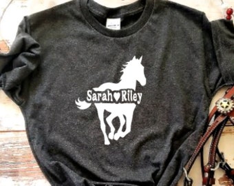 Custom Horse Shirt for kids, Personalized Horse Lover Gift, Horse Lover Gift for Kids, Horse Girl Gift, Horse Shirt for her, Horse Lover