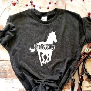 Custom Horse Shirt for kids, Personalized Horse Lover Gift, Horse Lover Gift for Kids, Horse Girl Gift, Horse Shirt for her, Horse Lover image 1