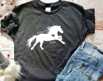 Kids Horse Shirt, Custom Horse Lover Shirt for Kids, Equestrian Shirt, Horse shirt for kids, Horse Girl Gift, Horse Lover Gift for Kids