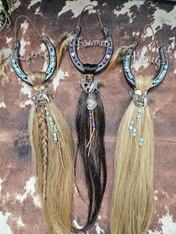 Custom Horse Hair Memorial, Horseshoe Keepsake, Equestrian Gift