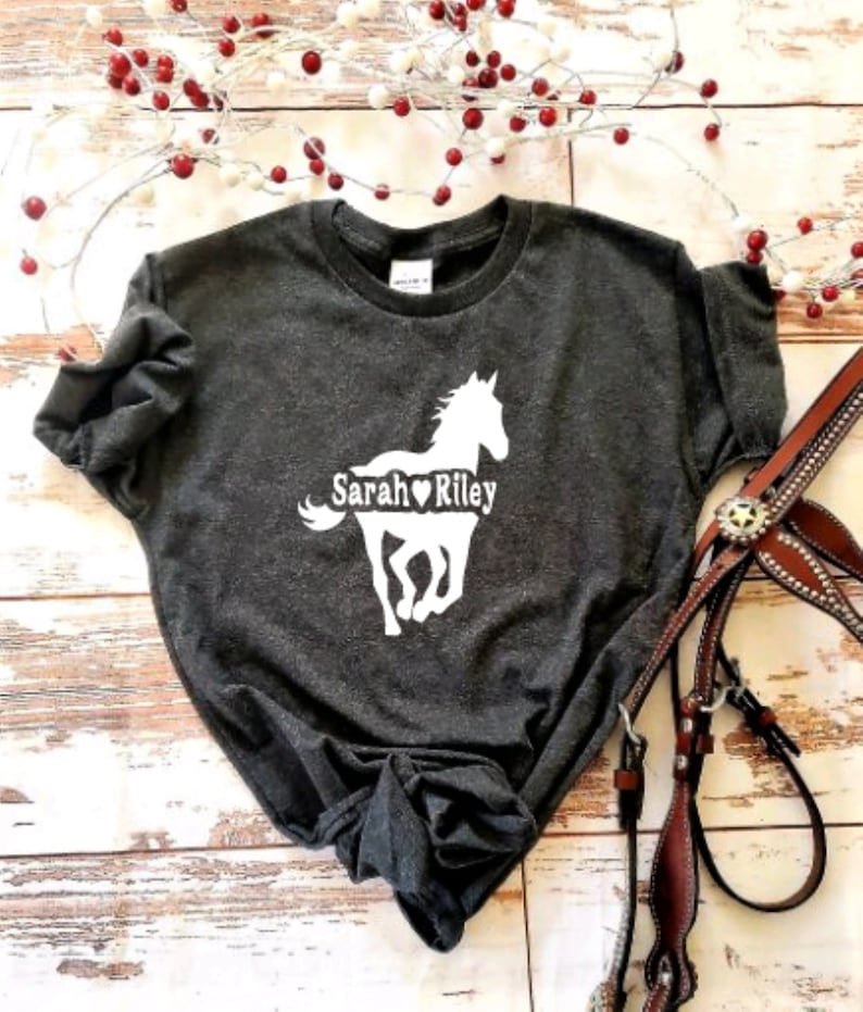 Custom Horse Shirt for kids, Personalized Horse Lover Gift, Horse Lover Gift for Kids, Horse Girl Gift, Horse Shirt for her, Horse Lover image 1