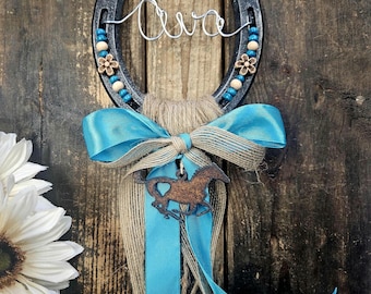 Personalized Gift for Horse Owners – Horse Name Custom Design for Barrel Racers & Dressage riders - Turquoise Sands