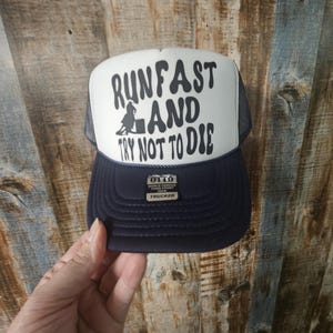 Barrel Racer Hat, Gift for Cowgirls and Rodeo Lovers, Run Fast and Try not to Die Hat for Barrel Racer and Cowgirls