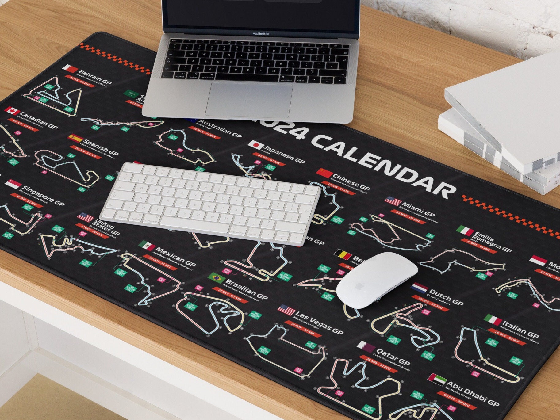 Formula 1 Race Calendar Mouse Mat, F1 2024 Season Desk Mat, F1 Schedule