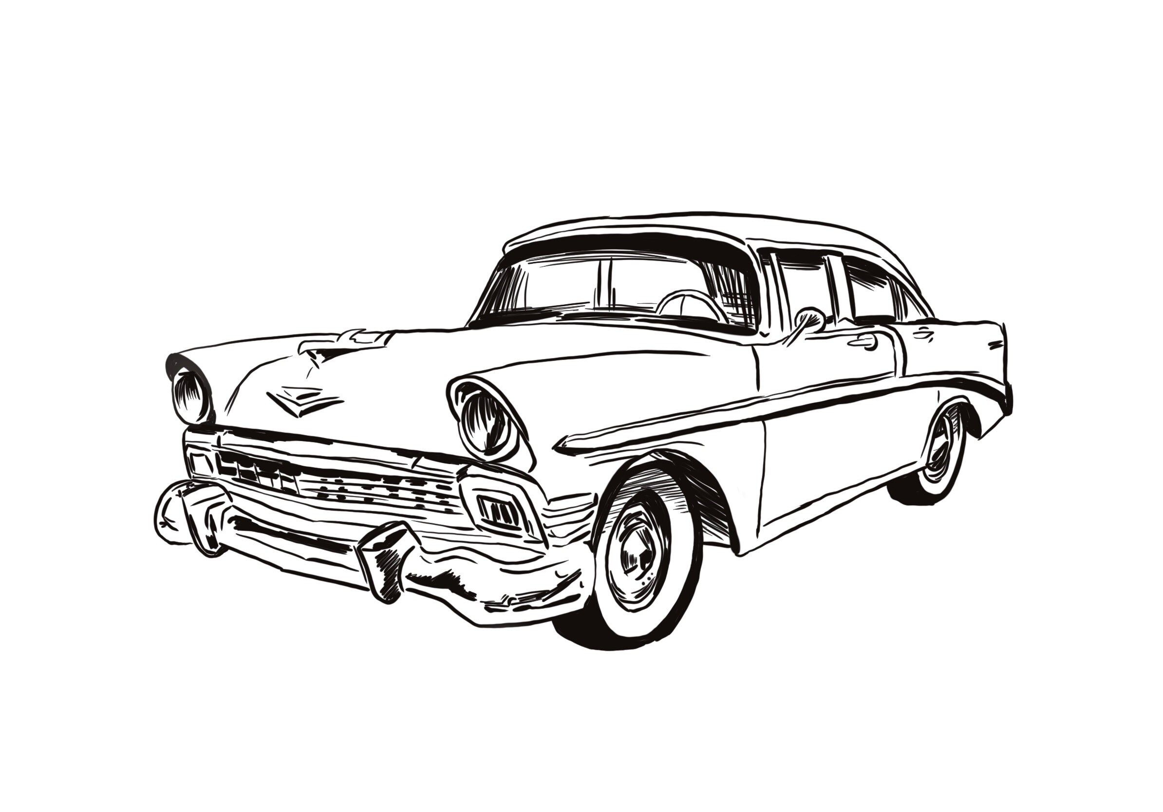 Vintage Car Coloring Page Etsy Canada