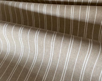 Cotton fabric Beige white stripes Decorative fabric wide 55 inches/140cm by meter