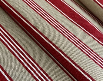 Scandinavian Cotton fabric Red beige striped Home décor fabric Decorative fabric wide 59 inches/150cm Fabric scraps Pre cut