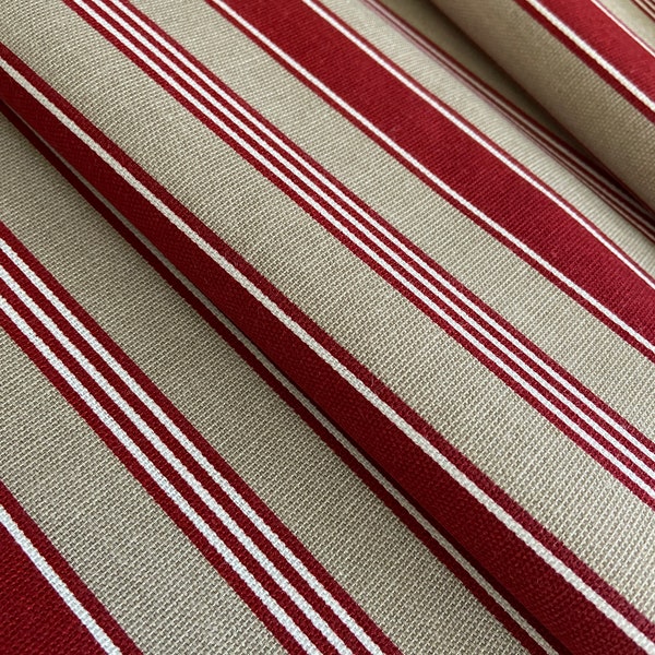 Scandinavian Cotton fabric Red beige striped fabric Home décor fabric Decorative fabric wide 59 inches/150cm Fabric scraps