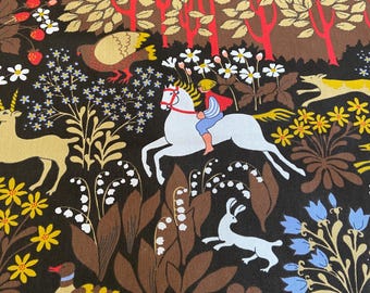 Scandinavian Cotton fabric Forest theme Decorative fabric wide 59 in/150cm Fairytale fabric Scandinavian fabric by Almedahls Remnant