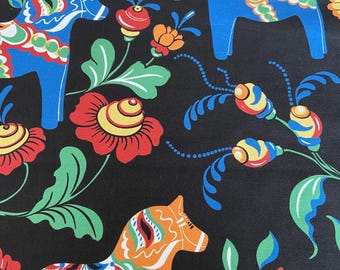Cotton fabric Swedish horse Decorative fabric wide 59 inches/150cm scraps Pre cut