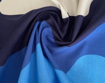 Scandinavian Cotton fabric Blue Waves fabric Home décor fabric Decorative fabric wide 59 inches/150cm Fabric scraps
