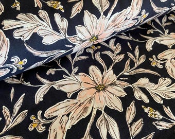 Cotton fabric Floral Black background Decorative fabric wide 59 inches/150cm by meter