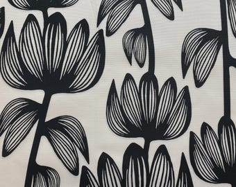 Scandinavian Cotton fabric Black tulips on white fabric Home décor fabric Decorative fabric wide 59 inches/150cm Fabric by meter