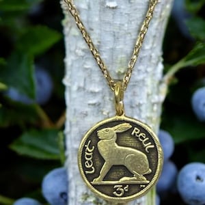 IRISH RABBIT Necklace, Irish Rabbit Coin Seal Necklace Women, Silver Animal Necklace, Irish Luck Jewelry, Gift For Men, Gift For Women