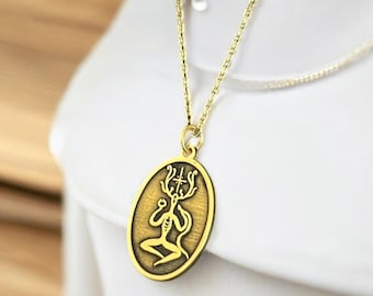 Collana Cernunnos in argento, ciondolo in argento raffigurante il dio cornuto, gioiello raffigurante un dio celtico, ciondolo raffigurante il dio della natura e della foresta gallica, regalo a catena per lui, regalo per lei