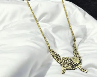 Gold Icarus Necklace, Silver Fallen Angel Necklace, Greek Mythology Jewelry, Mystic Wing Chain, Gift for Women & Men, Father's Day Gift