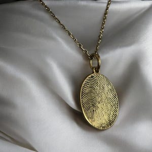 Silver Fingerprint Necklace, Silver Memorial Necklace, Handwriting Jewelry, Fingerprint Charm,Father&#39;s Day Gift, Gift for Him , Gift for Her