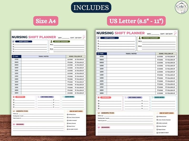Nursing Shift Planner Printable Nurse Schedule Template 12 Hour Shift ...