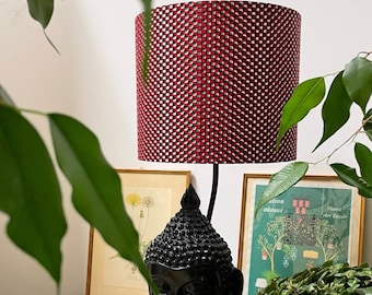 Lampshade RED LINEN| Red rectangles | Ankara Wax Batik | Table lamp | Decorative lamp | Cotton lampshade